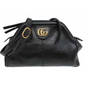Gucci Black Leather Crossbody Bag with Gold Logo